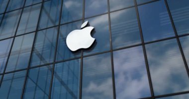 Cupertino, California, 25 Eylül 2023: Apple Incorporation merkez binası cam bina konsepti. Apple A.Ş. 3D ön cephede teknoloji şirketi logosu..