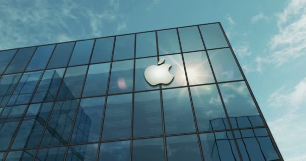 Cupertino California September 2023 Apple Ενσωμάτωση Έδρα Γυαλί Κτίριο Έννοια — Αρχείο Βίντεο