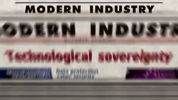 Technological Sovereignty Technology Data Information Independence Daily News Newspaper Printing — Stock Video