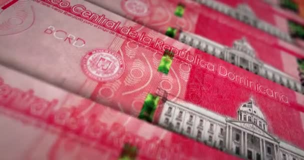 Dinheiro Dominicano República Dominicana Laço Notas Peso Textura Dinheiro Dop — Vídeo de Stock