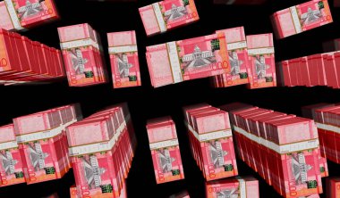 Dominik parası Dominik Cumhuriyeti Peso para paketi 3D resim. 1000 DOP banknot destesi. Maliye, nakit, ekonomi krizi, iş başarısı, durgunluk, banka, vergi ve borç kavramı.