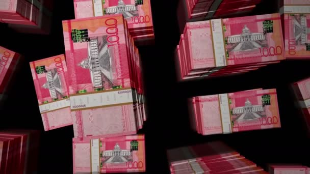 Домініканські Гроші Домініканська Республіка Песо Пакет Петлі Політ Над Банкнотами — стокове відео