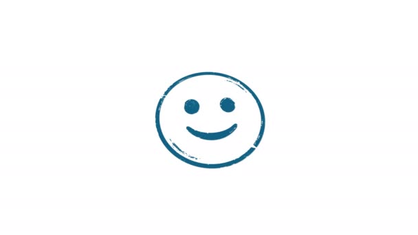 Smiley Смайлик Символ Символа Штамп Ручной Штамповки Удара Изолированной Анимации — стоковое видео