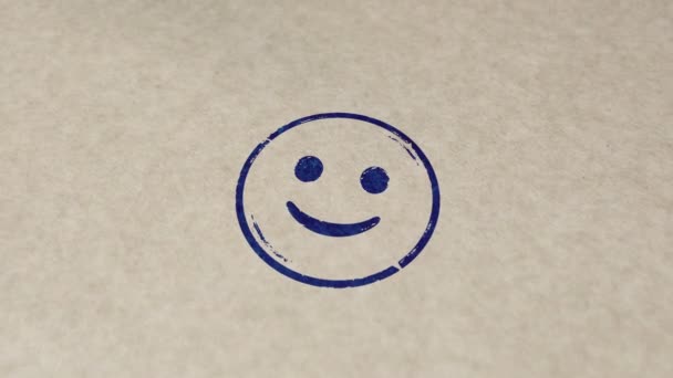 Smiley Смайлик Значок Символа Штамп Ручной Штамповки Ударной Анимации Рендеринг — стоковое видео