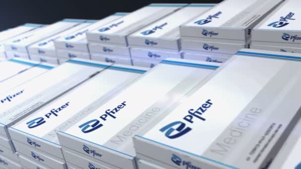 Poznan Polônia Outubro 2023 Pfizer Tablets Box Production Line Empresa — Vídeo de Stock