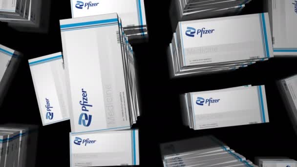 Poznan Polônia Outubro 2023 Pfizer Tablets Box Production Line Empresa — Vídeo de Stock