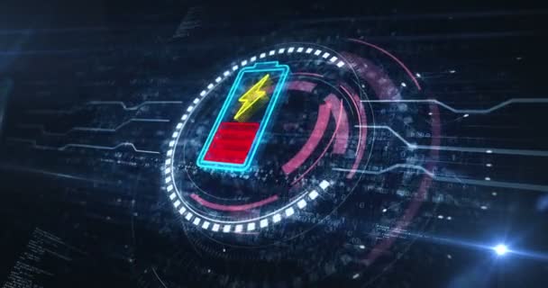 Énergie Charge Batterie Symbole Puissance Recharge Concept Numérique Réseau Cyber — Video