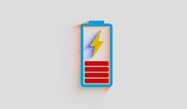 Energie Nabíjení Baterií Symbol Dobíjení Energie Přirozeným Stínem Ikona Kybernetické — Stock fotografie