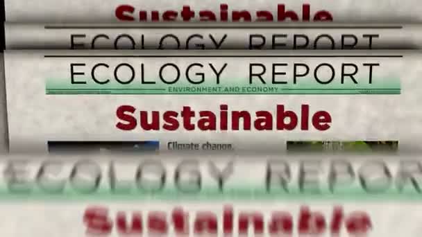 持続可能な緑の企業および環境に優しい技術ヴィンテージのニュースおよび新聞の印刷 抽象概念 レトロヘッドライン — ストック動画