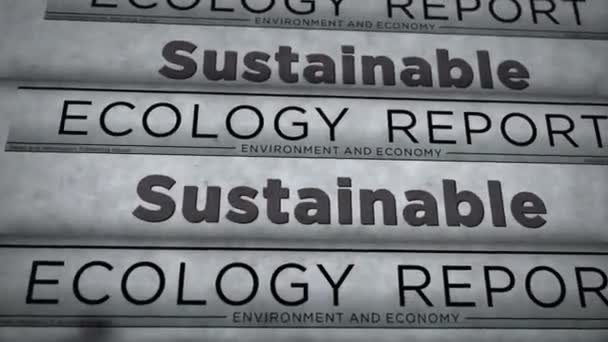 Fenntartható Zöld Ipar Környezetbarát Technológia Vintage Hírek Újságnyomtatás Absztrakt Koncepció — Stock videók