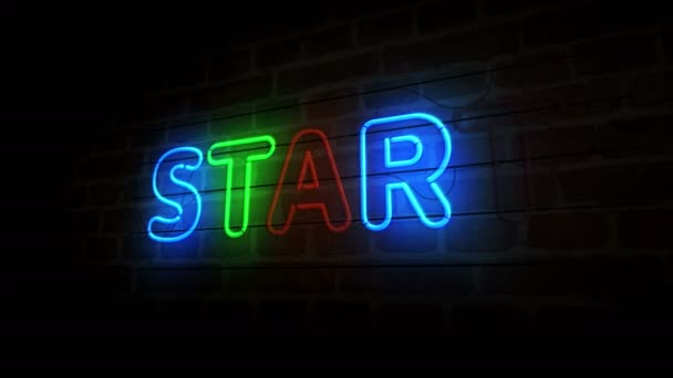 Začněte Neonem Cihlové Zdi Obchodní Hra Začíná Úspěch Světlé Žárovky — Stock video