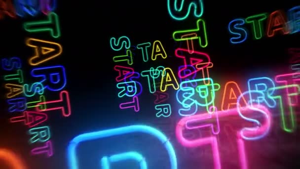 Zacznij Symbolu Neonu Żarówki Kolorowe Biznes Gra Rozpocząć Sukces Abstrakcyjny — Wideo stockowe