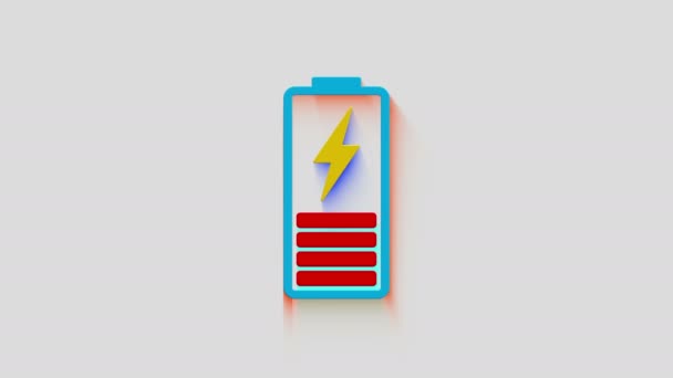 Énergie Charge Batterie Symbole Puissance Recharge Avec Ombre Naturelle Icône — Video
