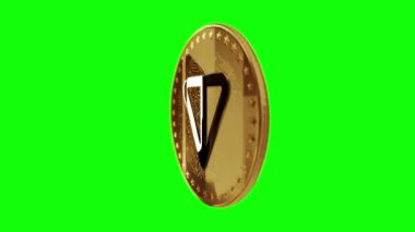 Toncoin TON kripto para birimi yeşil ekran döngüsü üzerinde altın madeni parayı izole etti. Dönen altın metal döngüsü soyut kavram. 3B döngü kusursuz canlandırma.