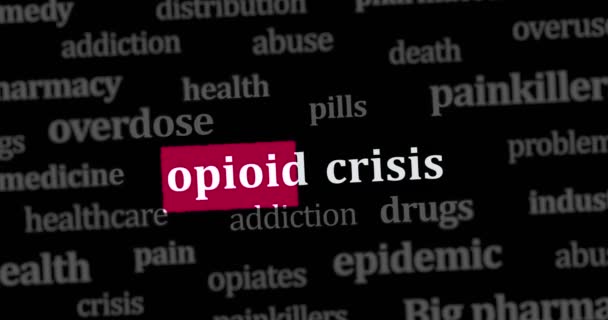 Krize Opiátů Opiuje Epidemii Zneužívání Léků Proti Bolesti Titulky Zpráv — Stock video