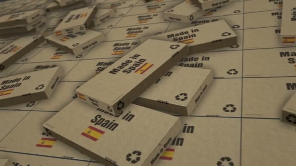 Сделано Испании Линии Производству Коробок Производство Доставка Фабрика Продукции Импорт — стоковое видео