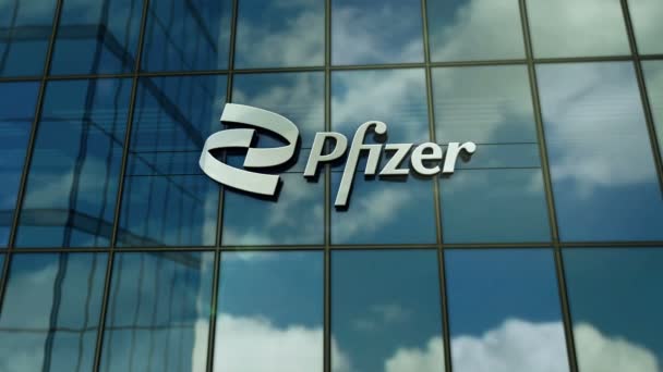 Nueva York Nueva York Octubre 2023 Pfizer Incorporation Headquarters Glass — Vídeo de stock