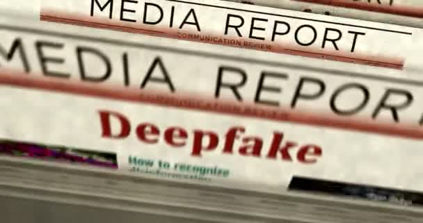 Deepfake Désinformation Fausses Nouvelles Désinformation Impression Quotidienne Journaux Nouvelles Concept — Video