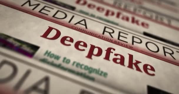 Deepfake Desinformação Notícias Falsas Desinformação Jornal Diário Impressão Notícias Abstrato — Vídeo de Stock