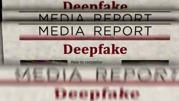 Deepfake Desinformación Noticias Falsas Desinformación Noticias Vintage Impresión Periódicos Concepto — Vídeos de Stock