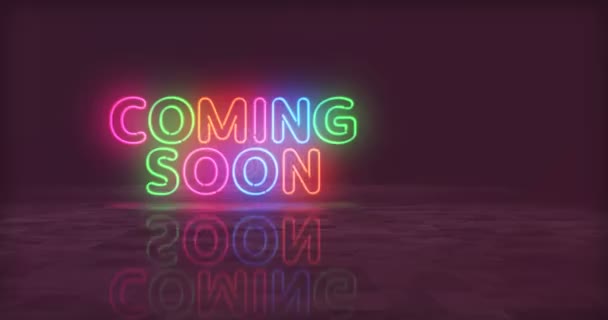 Скоро Появится Неоновый Символ Лампочки Светлые Коммерческая Продажа Продвижения Абстрактной — стоковое видео