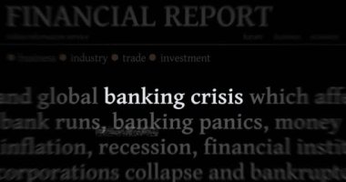 Bankacılık krizi enflasyon durgunluğu ve ekonomi uluslararası medyada manşet oldu. Gürültü görüntüleme döngüsündeki haber başlıklarının soyut konsepti. TV arıza efekti pürüzsüz ve döngülü.