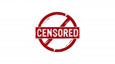 Sansürlenmiş pul ve el damgası darbesi izole edilmiş animasyon. Yetişkinler için sınırlandırılmış sadece 3 boyutlu kavram. Alfa mat kanalı.