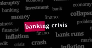 Bankacılık krizi enflasyon durgunluğu ve ekonomi çökertme uluslararası internet medya aramasında haber başlıkları. Dinamik görüntüler hakkında internet başlığı bilgisinin soyut konsepti animasyon oluşturur.