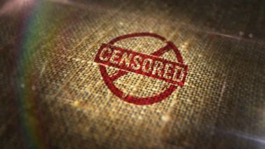 Doğal keten çuvalında sansürlenmiş işaret damgası. Yetişkinler için sınırlandırılmış sadece 3 boyutlu tasarım soyut kavram. Döngülü ve pürüzsüz.