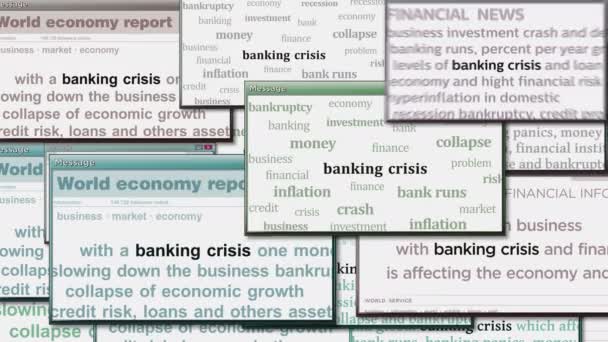 Bankacılık Krizi Enflasyon Durgunluğu Ekonomi Çöküşü Bilgisayar Ekranlarında Pencereleri Açıyor — Stok video