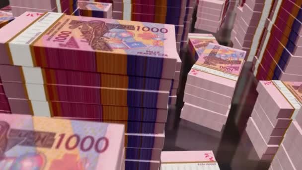 Westafrikanisches Cfa Geld Franc Niger Mali Senegal Afrika Noten Packs — Stockvideo