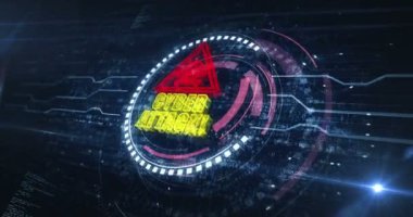 Siber saldırı hackleme ve virüs ağı güvenlik açığı dijital konsept. Ağ, siber teknoloji ve bilgisayar geçmişi soyut 3D animasyon. Kusursuz ve döngüsüz.