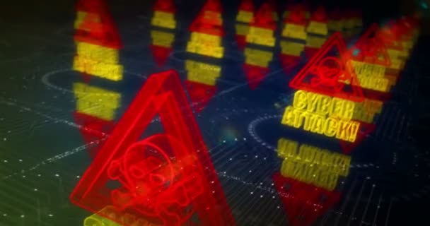 Siber Saldırı Hackleme Virüs Ağı Güvenlik Ihlali Soyut Siber Alarm — Stok video