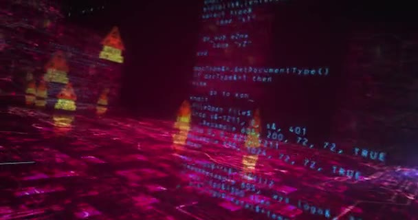 Cyberatak Hakerski Alarm Bezpieczeństwa Sieci Wirusowej Symbol Abstrakcyjnej Koncepcji Cybernetycznej — Wideo stockowe