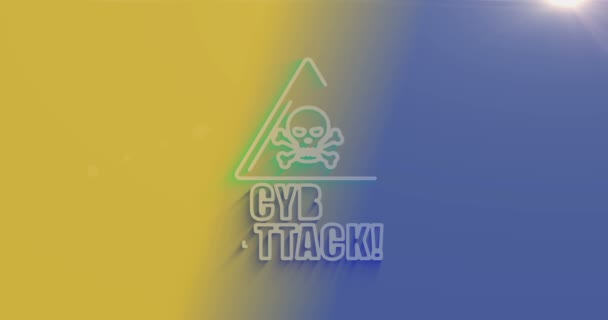 Cyber Attack Hacka Och Virus Nätverk Säkerhet Brott Varning Symbol — Stockvideo
