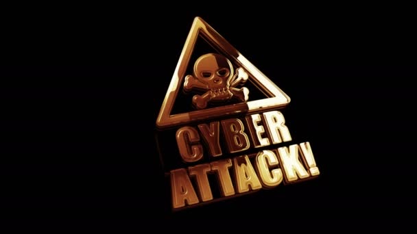 Cyber Támadás Hacker Vírus Hálózat Biztonsági Rés Riasztás Arany Fém — Stock videók