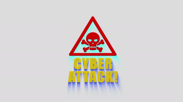 Cyber Támadás Hacker Vírus Hálózati Biztonsági Rés Figyelmeztető Szimbólum Természetes — Stock videók