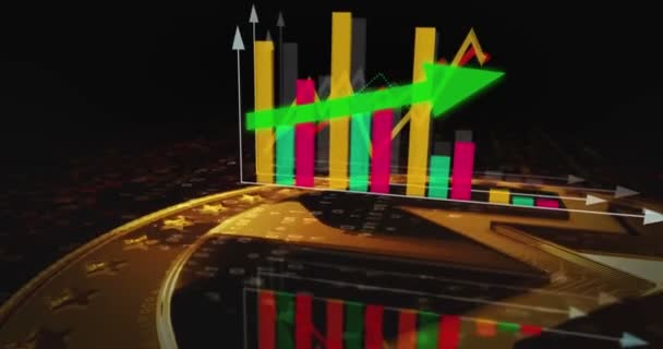 Monero Xmr Kriptovaluta Arany Érme Átadja Diagramot Ártrendgrafikon Növekvő Csökkenő — Stock videók