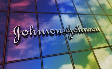 New Brunswick, New Jersey, 1 Kasım 2023 Johnson ve Johnson Şirketi 'nin cam bina konsepti. Eczacılık şirketinin ön cephedeki logosu 3 boyutlu illüstrasyon..