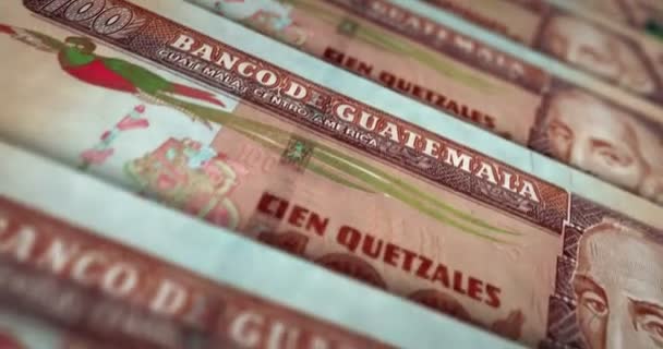 Laço Notas Quetzal Dinheiro Guatemala Textura Dinheiro Gtq Conceito Economia — Vídeo de Stock