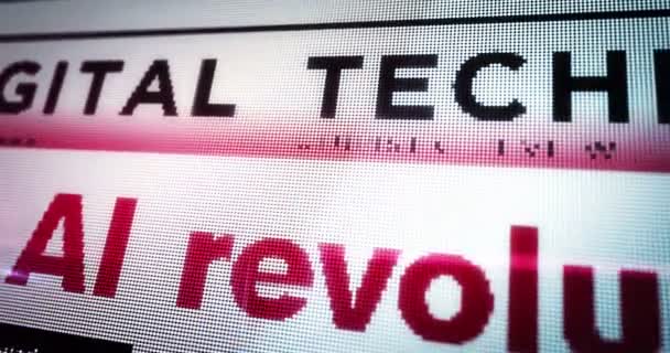 Revolution Künstliche Intelligenz Technologie Innovation Tägliche Zeitungslektüre Auf Mobilen Tablet — Stockvideo