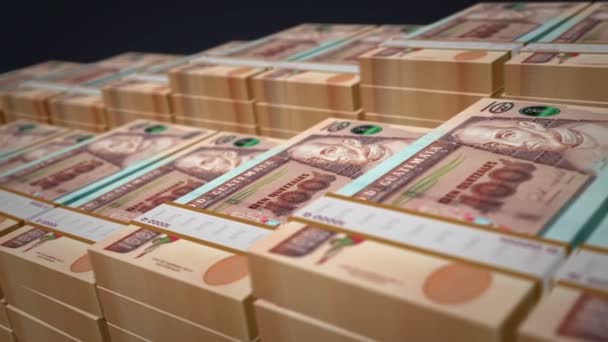 Gwatemala Pieniądze Quetzal Wzrost Wiązki Banknotów Górę Pętli Stos Pieniędzy — Wideo stockowe