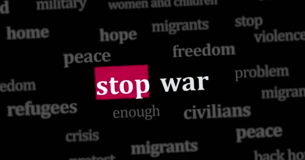 Stop War Peace Freedom More Violence News Titles International Web — Stock Video