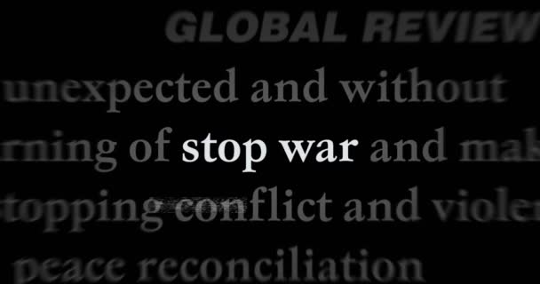 Zastavte Válečnou Mírovou Svobodu Žádné Další Násilné Zprávy Mezinárodních Médiích — Stock video