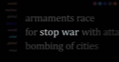 Savaş ve barış özgürlüğünü durdurun ve uluslararası medyada daha fazla şiddet haberi olmasın. Gürültü görüntüleme döngüsündeki haber başlıklarının soyut konsepti. TV arıza efekti pürüzsüz ve döngülü.