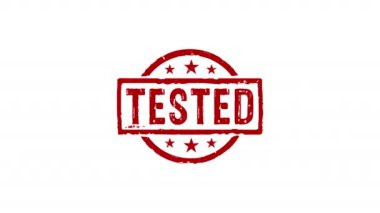 Test edilmiş pul ve el damgası darbesi izole edilmiş animasyon. Kontrol ve onaylanmış 3D sunum kavramı. Alfa mat kanalı.