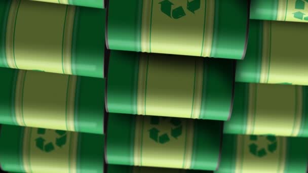 垂直视频 循环利用生态再利用桶连续无缝和易碎的概念 绿色环境和回收工业容器 — 图库视频影像