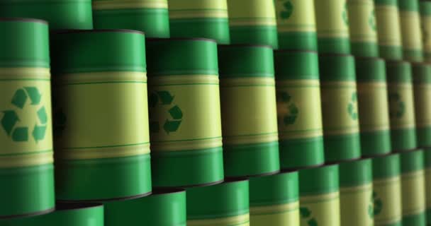 Recycling Ökologie Wiederverwendung Von Fässern Reihe Nahtloses Und Schlüssiges Konzept — Stockvideo