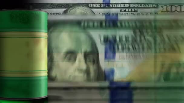 Reciclagem Ecologia Reutilizar Barris Sobre Notas Dinheiro Dólares Dos Eua — Vídeo de Stock