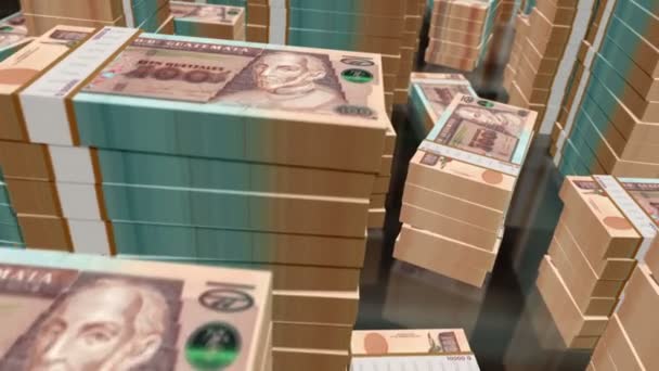 Guatemala Dinero Quetzal Dinero Billetes Paquetes Bucle Vuelo Más 100 — Vídeo de stock